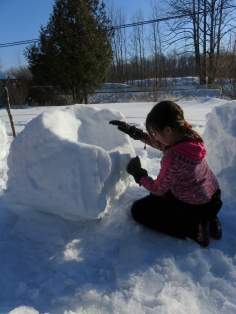 Then out to build with the snow.
